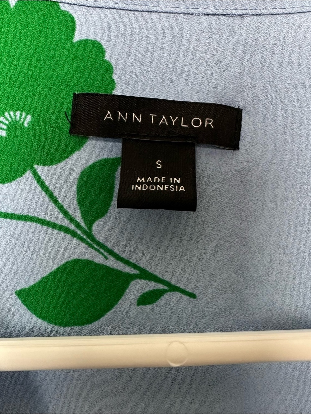 Anne Klein Pale Blue Blouse with Green Floral Print - Picture 5 of 5